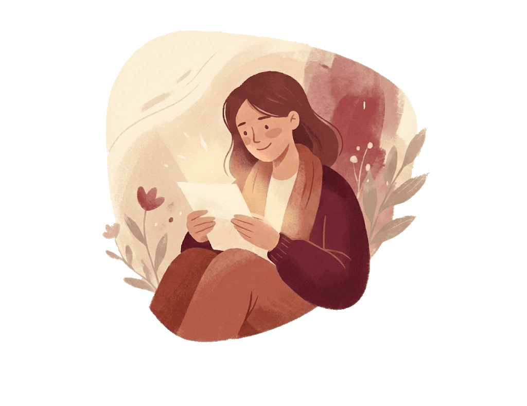 Kobieta czytająca wzruszający list w ciepłej atmosferze